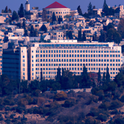 1. נוף פנורמי של מלון עסקים מפואר השוכן בלב ירושלים